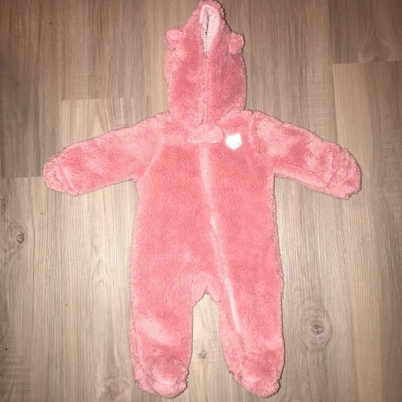 CARTER'S Just One You Baby Girls Fox SherpaPram footies Bodysuit with hood Sz 3M - Picture 1 of 9